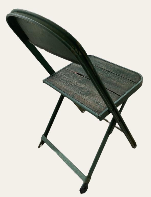 Vintage Wooden Chair and Metal Folding Chair