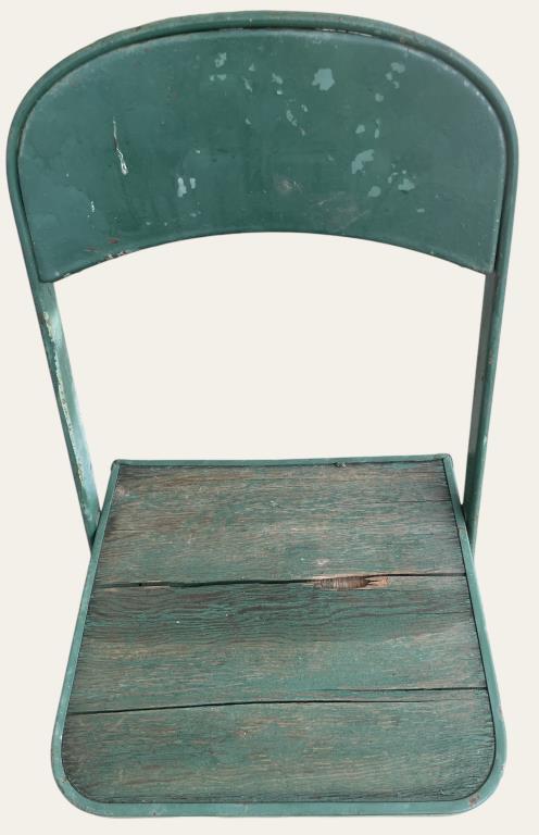 Vintage Wooden Chair and Metal Folding Chair