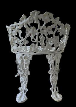 White Cast Iron Garden Seat