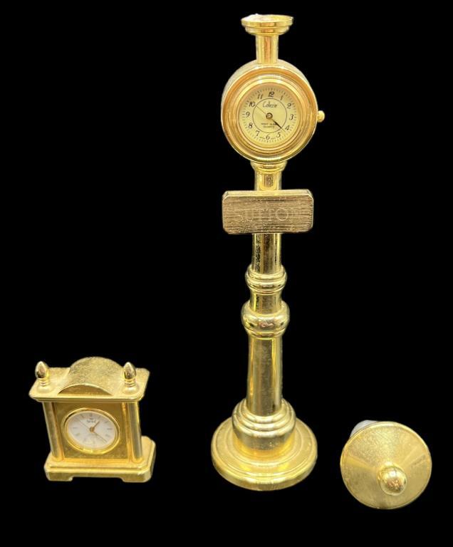 (2) Vintage Miniature Clocks, Both Engraved;