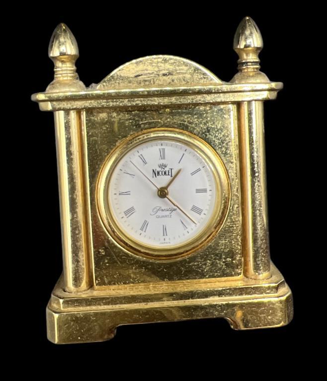 (2) Vintage Miniature Clocks, Both Engraved;