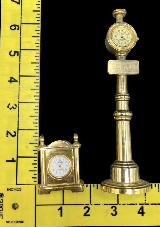 (2) Vintage Miniature Clocks, Both Engraved;
