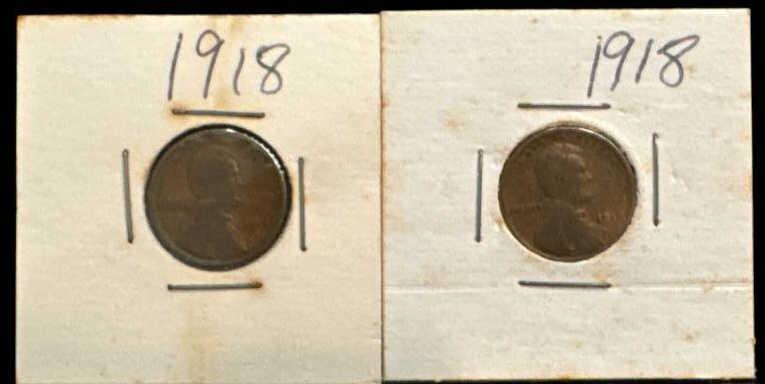 (12) Lincoln Pennies:  (2) 1918, (1) 1929, (1)