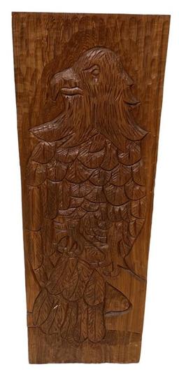 Hand Carved and Signed Hanging Wooden Eagle Art