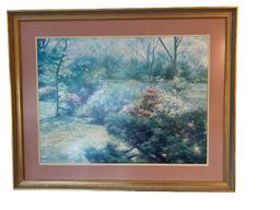 Framed and Double Matted Floral Print, Signed A