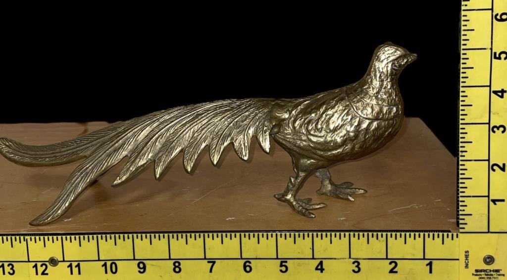 Pair of Mid Century Brass Pheasants - 14” L x 5” H