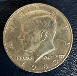 (6) Kennedy Half Dollars:  1967 No Mint Mark, 1968