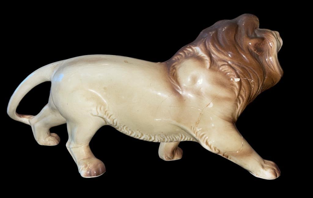 Vintage Unmarked Porcelain Lion Figurine, Some