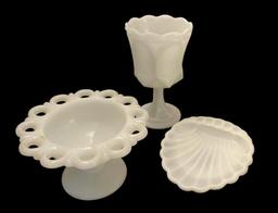 (3) Milk Glass Items