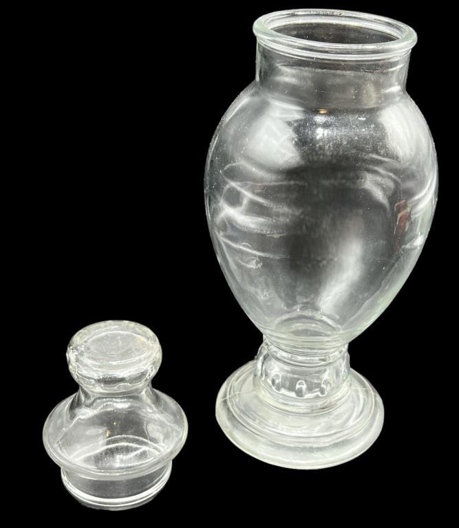 Vintage Glass Apothecary Jar—10” Tall