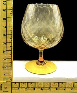 Vintage Empoli Italy Diamond Optic Amber Glass