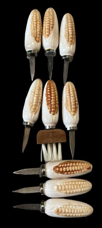 Ceramic Corn on The Cob Set: Platter, (4) Corn