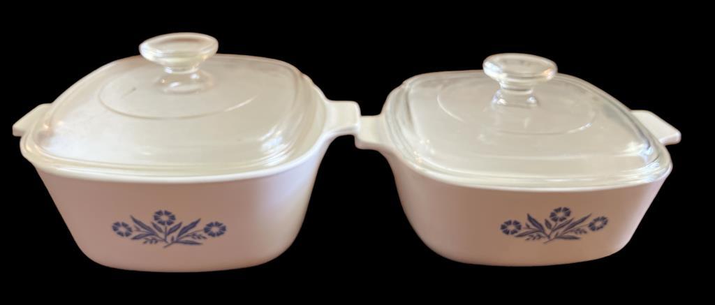 (4) Corning Ware Covered Casserole Dishes—(2) 1