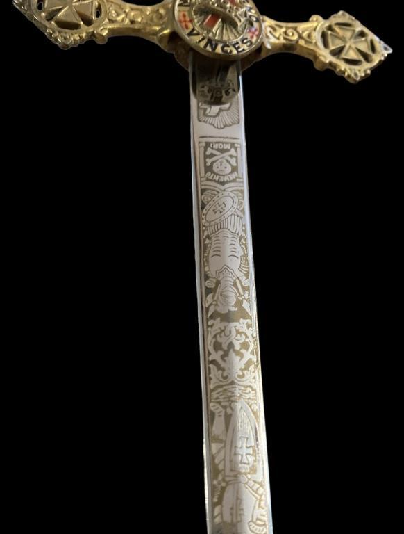 Knights Templar Masonic Sword, Engraved “