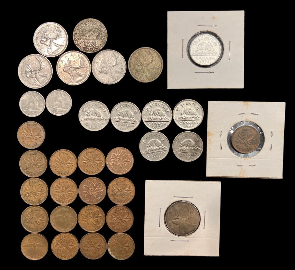 Assorted Canadian Coins