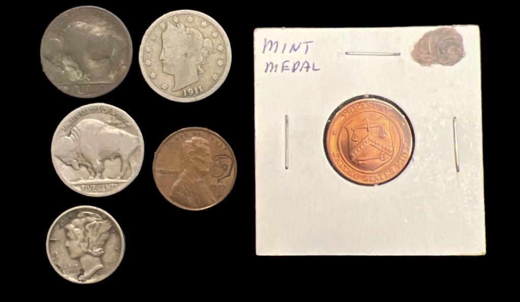 Assorted Antique and Vintage US Coins: (2)