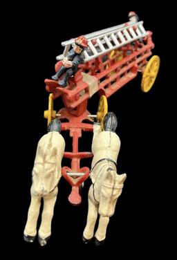 Vintage Cast Iron Horse Drawn Fire Wagon