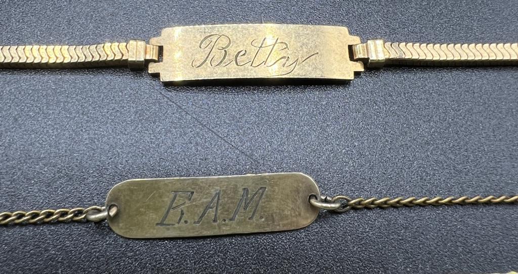 (2) Vintage Engraved Gold Filled Bracelets