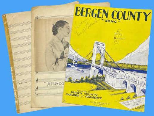 Autographed Henry I. Marshall Sheet Music "Bergen
