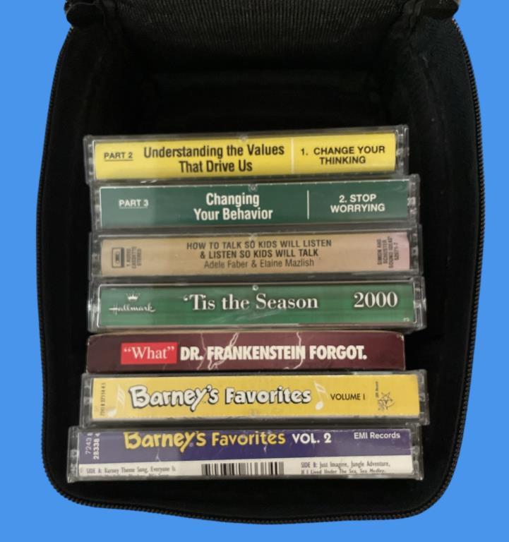 Assorted Cassette Tapes and (2) Carriers