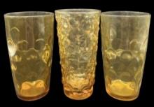 (3) Amber Glass Mismatched Drinking Glasses,