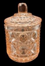 Indiana Glass Pressed Glass Covered Jelly Jar—5”
