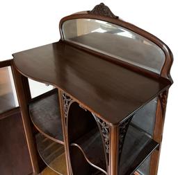 Antique Mahogany Art Nouveau Curved Front Display