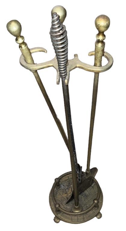 Brass Fireplace Tools With Stand
