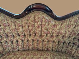 Victorian Style Settee with Carved Hardwood Frame