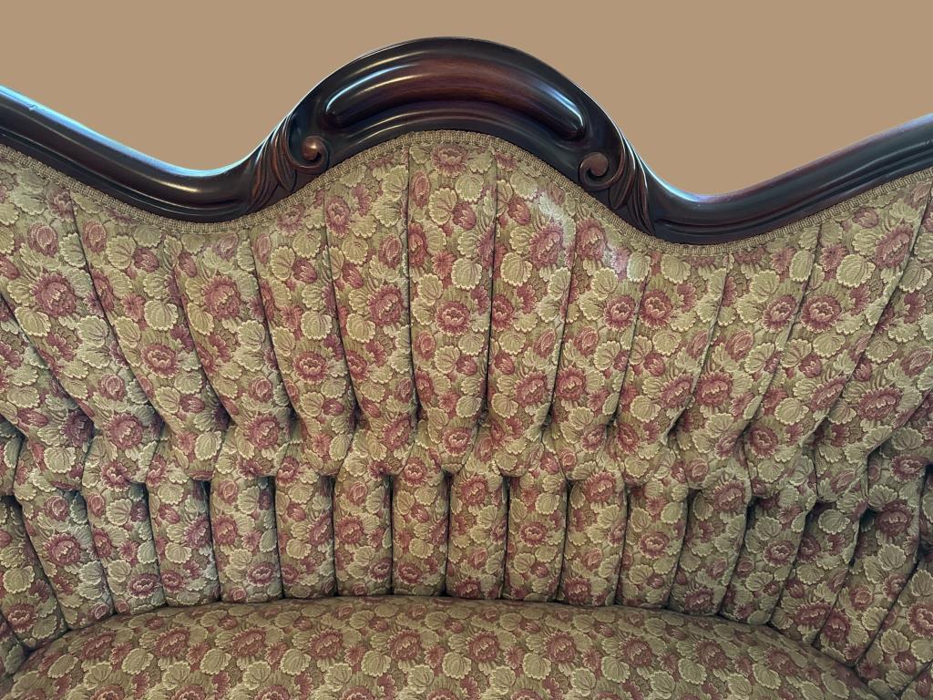 Victorian Style Settee with Carved Hardwood Frame