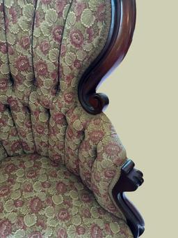 Victorian Style Settee with Carved Hardwood Frame