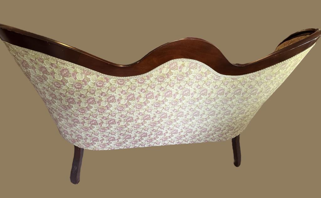 Victorian Style Settee with Carved Hardwood Frame