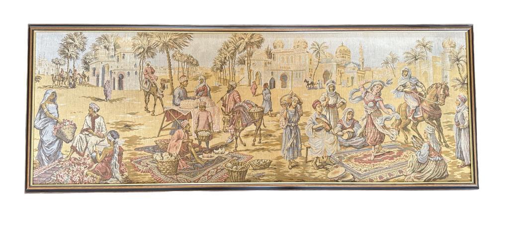 Antique Framed Tapestry With Moorish