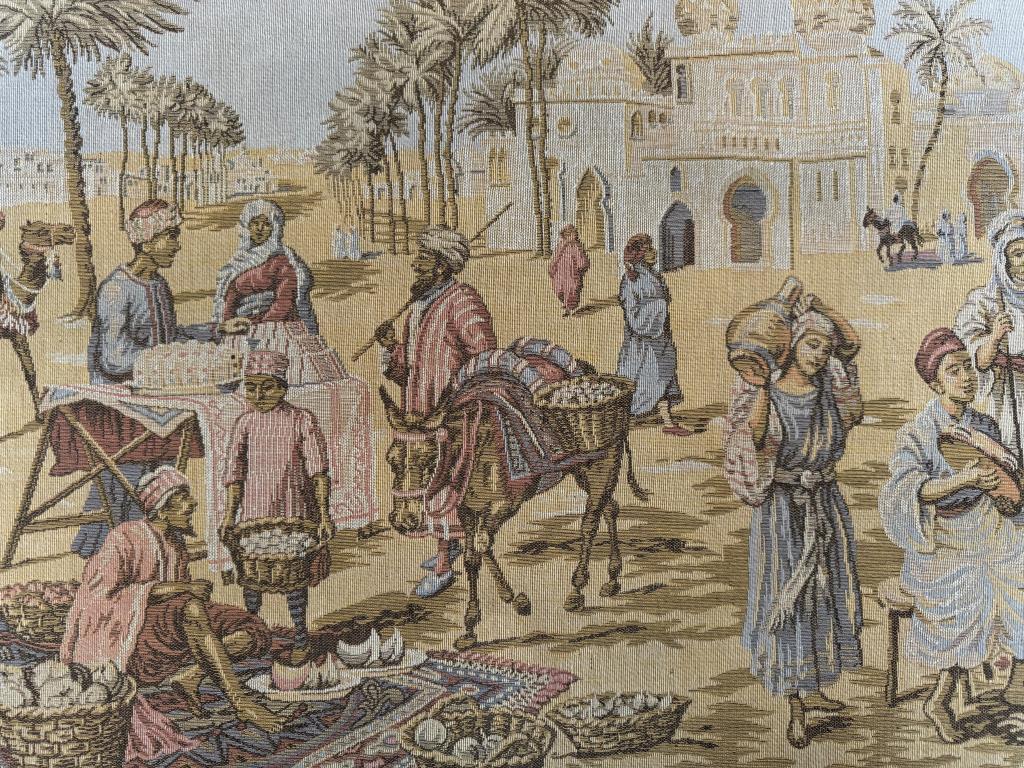 Antique Framed Tapestry With Moorish