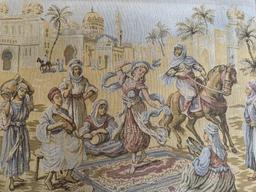 Antique Framed Tapestry With Moorish