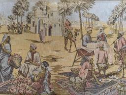 Antique Framed Tapestry With Moorish
