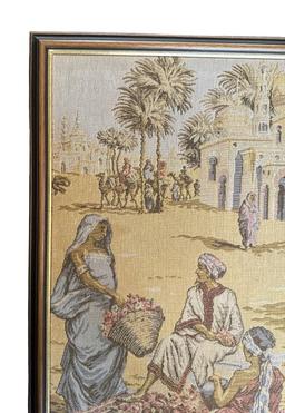 Antique Framed Tapestry With Moorish