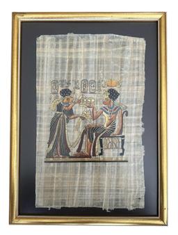 (2) Framed Egyptian Paintings on Papyrus Paper -