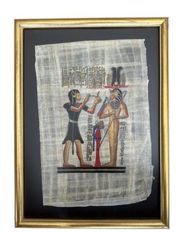 (2) Framed Egyptian Paintings on Papyrus Paper -