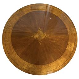 Round Mahogany Inlaid Coffee Table with Satinwood,