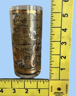Set of (6) Cera Old World Map Drinking Glasses--