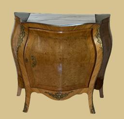 Serpentine Front One Door Chest with Marble Inset