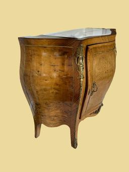 Serpentine Front One Door Chest with Marble Inset