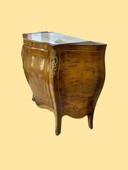 Serpentine Front One Door Chest with Marble Inset