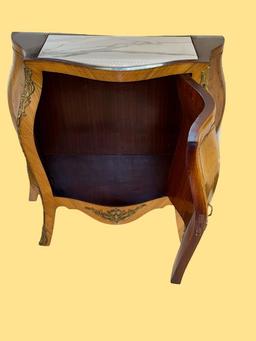 Serpentine Front One Door Chest with Marble Inset
