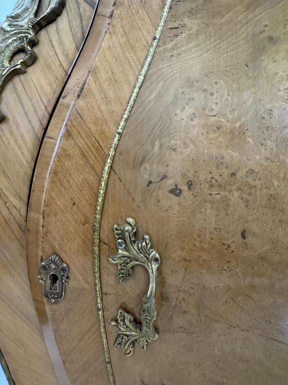 Serpentine Front One Door Chest with Marble Inset
