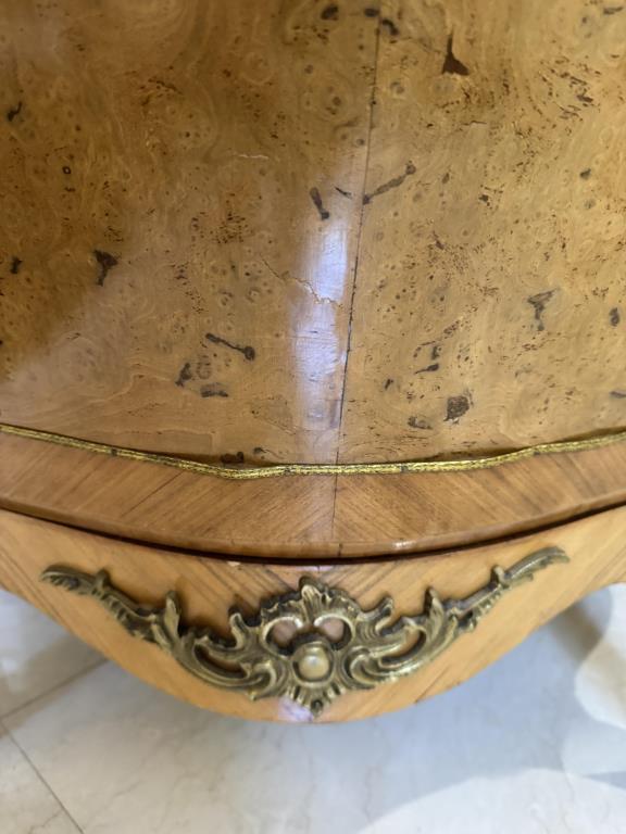 Serpentine Front One Door Chest with Marble Inset