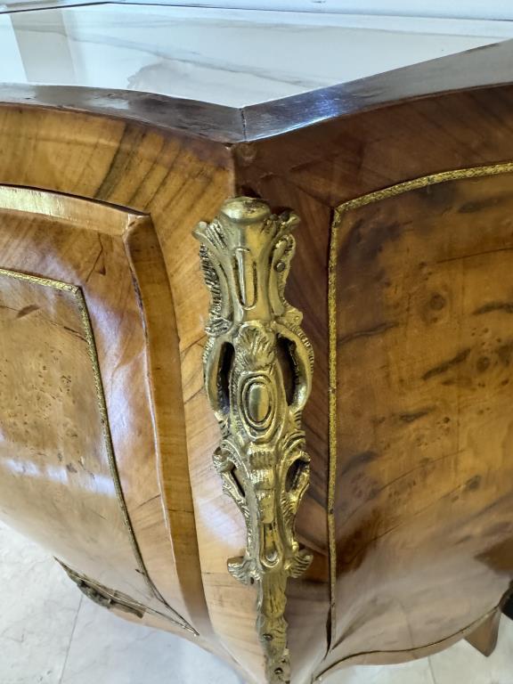 Serpentine Front One Door Chest with Marble Inset