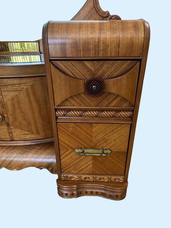 Art Deco Waterfall Vanity with Mirror, (2) Center