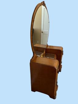 Art Deco Waterfall Vanity with Mirror, (2) Center